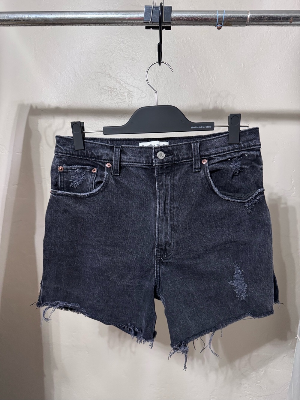 Abercrombie & Fitch Charcoal Distressed Denim Cutoffs - Picture 2 of 13